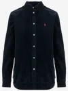 Polo Ralph Lauren Cotton Velvet Logo Shirt In Black