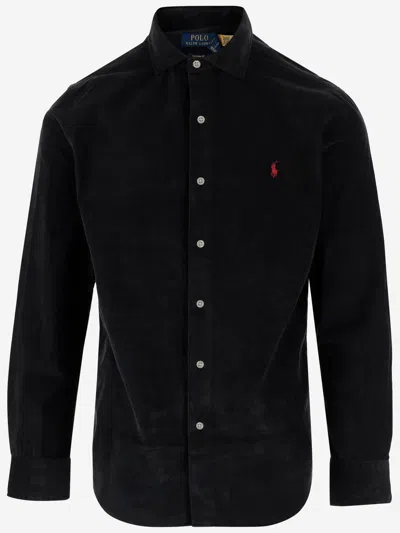 Polo Ralph Lauren Cotton Velvet Shirt In Black