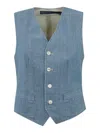 Polo Ralph Lauren Cotton Chambray Waistcoat In Blue