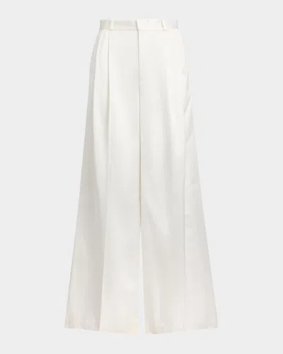 Polo Ralph Lauren Cotton-viscose Satin Wide-leg Pants In White