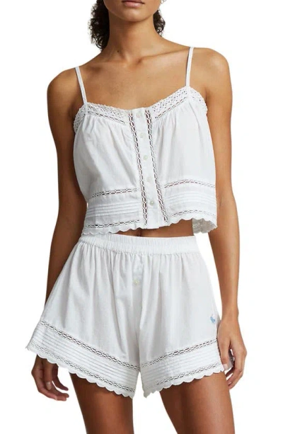 Polo Ralph Lauren Cotton Voile Short Pajamas In White Cloud