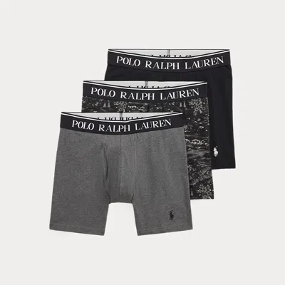 Polo Ralph Lauren Cotton Wicking Boxer Brief 3-pack In Charcoal Scenic Black