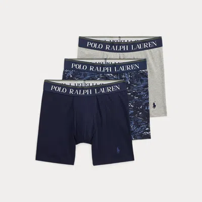 Polo Ralph Lauren Cotton Wicking Boxer Brief 3-pack In Navy Scenic Andover
