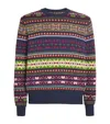 Polo Ralph Lauren Multicolored Crew Neck Sweater With Intarsia In Blue