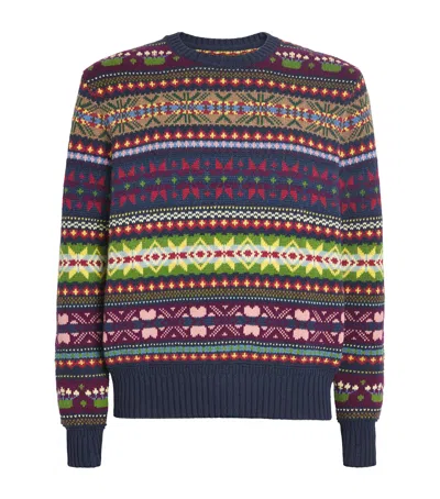 POLO RALPH LAUREN COTTON-WOOL-LINEN AZTEC SWEATER