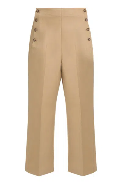 Polo Ralph Lauren Wide Leg Cropped Sailor Pant In Tan In Brown