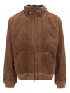 Polo Ralph Lauren Reversible Suede And Taffeta Hooded Jacket In Brown