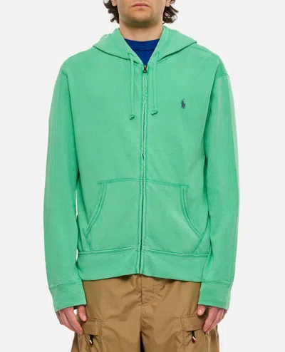 Polo Ralph Lauren Cotton Zipped Sweatshirt In Green