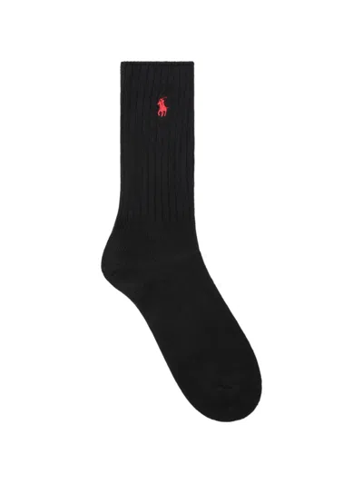 Polo Ralph Lauren Cotton-blend Crew Socks In Black