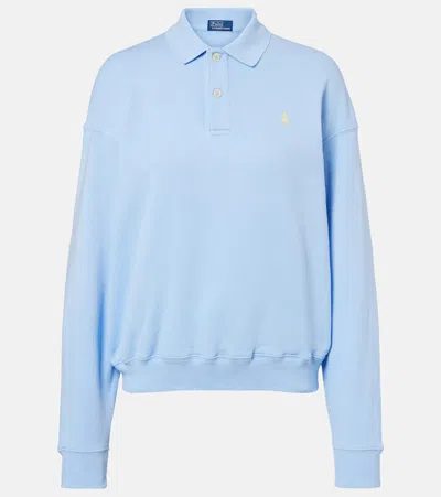 Polo Ralph Lauren Cotton-blend Fleece Polo Sweatshirt In Blue