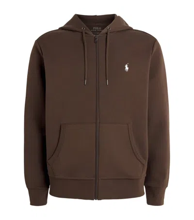 Polo Ralph Lauren Cotton-blend Logo Zip-up Hoodie In Brown