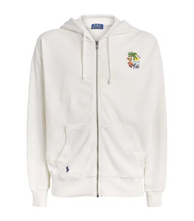 Polo Ralph Lauren Cotton-blend Palm Tree Zip-up Hoodie In Neutral