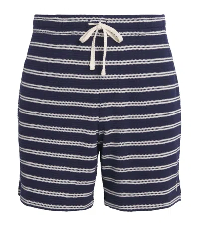 Polo Ralph Lauren Cotton Club Bar Stripe Textured Pull On Short In Blue