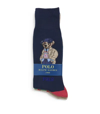 Polo Ralph Lauren Cotton-blend Polo Bear Socks In Blue