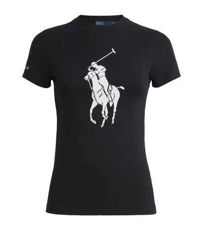 Polo Ralph Lauren Cotton-blend Polo Pony T-shirt In Black