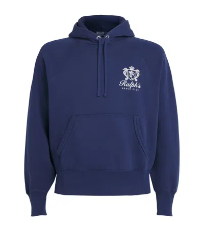 Polo Ralph Lauren Hooded Sweatshirt Kangaroo Pocket Ribbed Trims In Blue