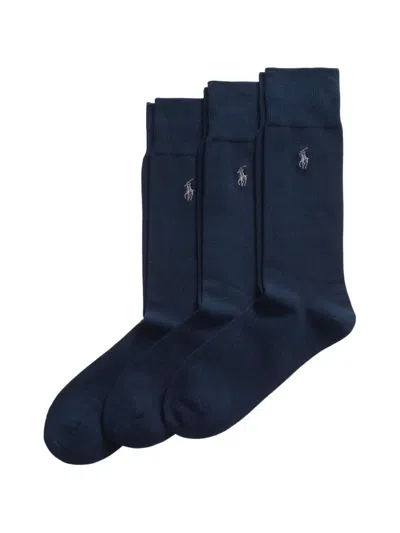 Polo Ralph Lauren Cotton-blend Trouser Socks 3-pack In Blue