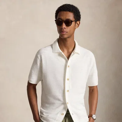 Polo Ralph Lauren Cotton-linen Camp Shirt Sweater In Deckwash White In Neutral