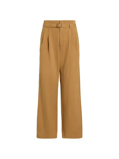 Polo Ralph Lauren Cotton-linen Notch Pleated Trousers In Nude