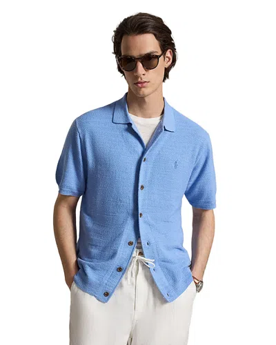 Polo Ralph Lauren Cotton-linen Short-sleeve Cardigan In Blue