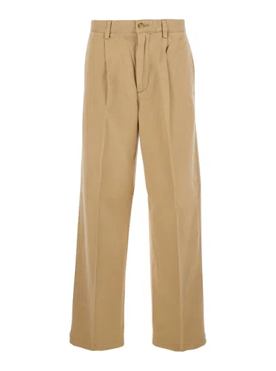 Polo Ralph Lauren Cotton-lyocell Blend Trousers In Brown