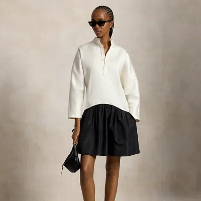 Polo Ralph Lauren Cotton-silk Taffeta Dress In Antique Cream/polo Black