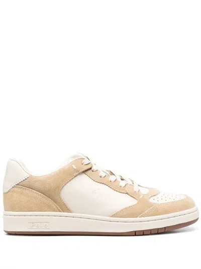Polo Ralph Lauren Court Leather-suede Trainers In Neutrals