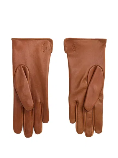 Polo Ralph Lauren Cow-print Textured Gloves In Brown