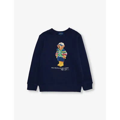 Polo Ralph Lauren Kids' Bear Graphic-print Cotton-blend Jersey Fleece Sweatshirt 2-7 Years Cr24 Bear Newport Navy