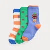 Polo Ralph Lauren Crab-motif Crew Sock 3-pack In Multi