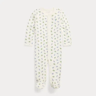 Polo Ralph Lauren Babies' Crab-print Cotton Interlock Coverall In White/blue Lobster Print