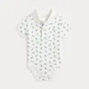 Polo Ralph Lauren Crab-print Soft Cotton Polo Bodysuit In White/blue Lobster Print