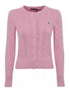 Polo Ralph Lauren Plaited Cardigan With Long Sleeves In Pink