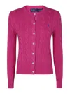 Polo Ralph Lauren Cable-knit Cashmere Blend Cardigan With Iconic Embroidered Pony In Red