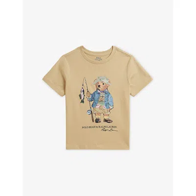 Polo Ralph Lauren Kids' Boys' Branded-print Short-sleeved Cotton-jersey T-shirt Cream In Nude