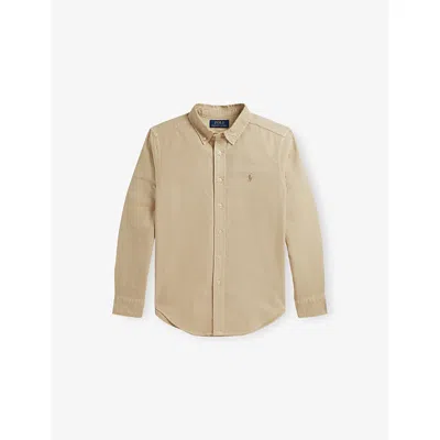 Polo Ralph Lauren Kids' Cream Boys' Garment-dyed Cotton Oxford Shirt In Brown