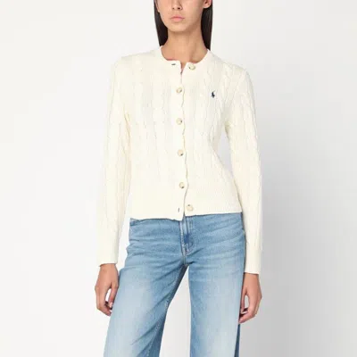 POLO RALPH LAUREN POLO RALPH LAUREN  CREAM CABLE-KNIT CARDIGAN