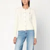 Polo Ralph Lauren Logo Contrast Knit Cardigan In White