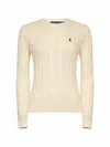 Polo Ralph Lauren Cream Cable-knit Cotton Crewneck Sweater