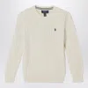 Polo Ralph Lauren Cream Cable-knit Crewneck Sweater In White
