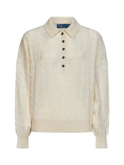 Polo Ralph Lauren Cream Cable-knit Wool And Cashmere Polo Shirt In Neutral