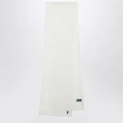 Polo Ralph Lauren Cream Cable-knit Wool And Cashmere Scarf In White