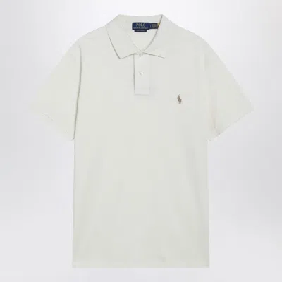 Polo Ralph Lauren Cream-colored Cotton Custom Slim-fit Polo Shirt In White