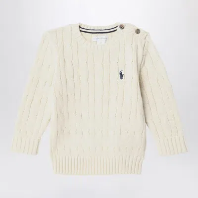 Polo Ralph Lauren Cream-coloured Cotton Cable-knit Sweater In Beige