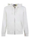 Polo Ralph Lauren Cream Cotton Blend Zip-up Hoodie With Embroidered Pony In White