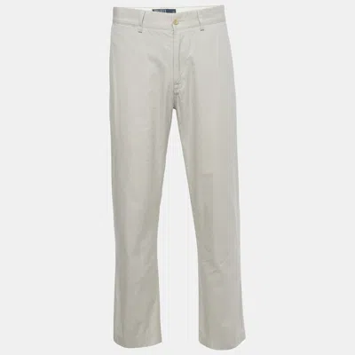 Pre-owned Polo Ralph Lauren Cream Cotton Formal Trousers L In White