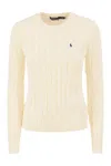 Polo Ralph Lauren Cream Crewneck Sweater With Contrast Logo In Neutral