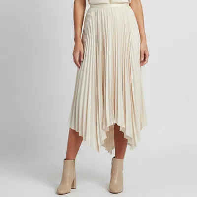 Pre-owned Polo Ralph Lauren Cream Satin Plissé Asymmetric Midi Skirt L