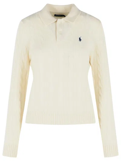 Polo Ralph Lauren Cream Wool And Cashmere Blend Sweater In Neutral