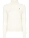 Polo Ralph Lauren Cable-knit Wool-cashmere Blend Turtleneck Sweater In White